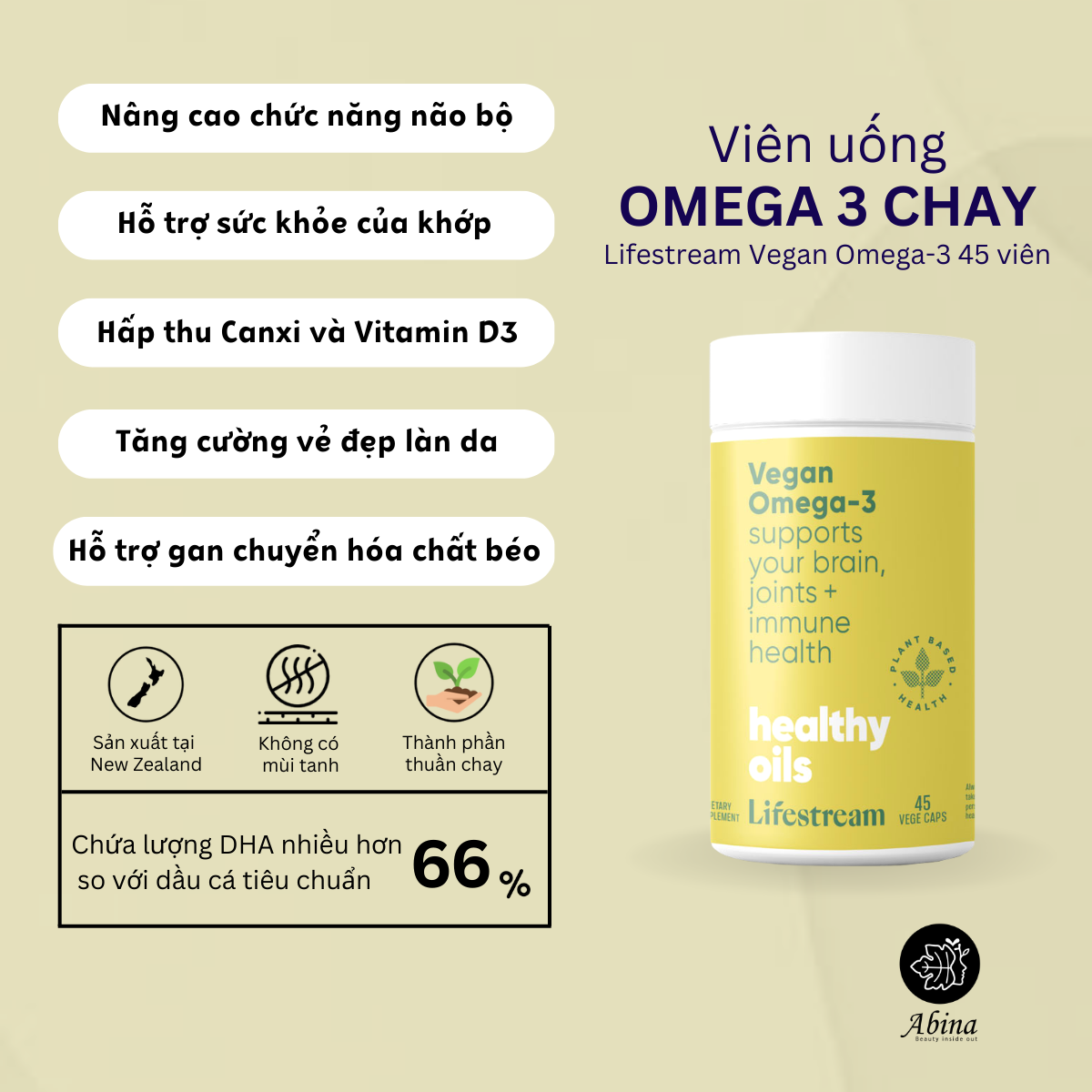 Viên uống bổ sung Omega 3 thuần chay Lifestream Omega 3 Vegan